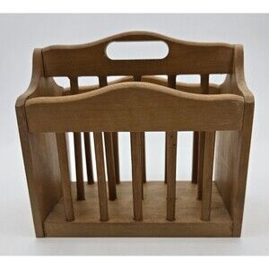 Vintage Wood Napkin Holder Letter Sorter Tabletop Organizer Mini Magazine Rack